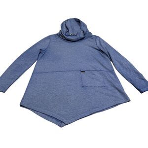 Soft Surroundings Women's PL Blue Cowl Neck Asymmetrical Tunic‎ Blouse